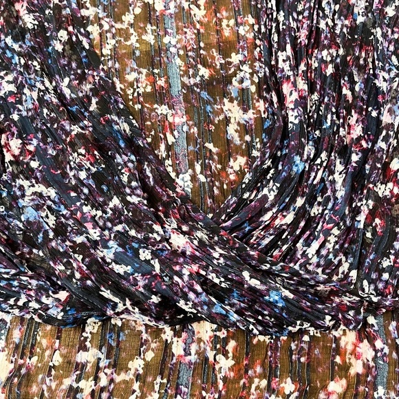 Lucky Brand Women’s Sleeveless Wrap Top Size M Floral Print Blue Sheer High Low - Picture 5 of 6